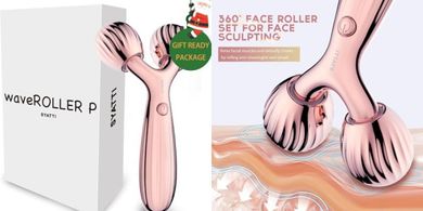 Rose Gold 3D Metal Face Roller: Anti-Puffiness, Wrinkle Reduction, Firming
