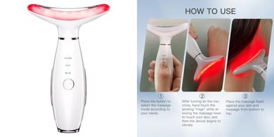 3-in-1 LED, Thermal, & Vibration Face & Neck Massager for Skin Firming
