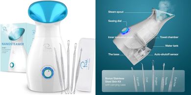 Nano Ionic Facial Steamer: 3-in-1, Precise Temp, Spa Quality, Teal Kit
