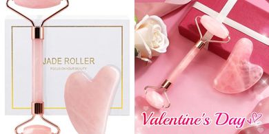 Rose Quartz Face Roller & Gua Sha Set for Muscle Relief
