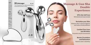 Stainless Steel Gua Sha & Roller Set: Facial Sculpting Massager
