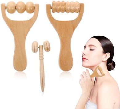 GLEAVI 3-Piece Wooden Massage Roller: Neck, Shoulder, Foot & Face
