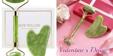 Jade Roller & Gua Sha Set: Cooling, Firming Face Sculptor
