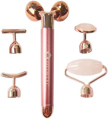 Rose Quartz 5-in-1 Facial Roller: Portable & Lightweight
