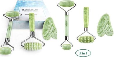 Kimkoo Jade Roller & Gua Sha: 3-in-1 Anti-Aging Face & Eye Beauty Kit
