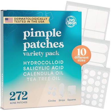 LivaClean Acne Patches: Large Hydrocolloid Patches with Tea Tree & Salicylic Acid
