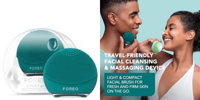 FOREO LUNA 4 go: Cleansing, firming, and absorption-enhancing face brush.
