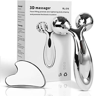 Stainless Steel Gua Sha & Face Roller Set for Facial Sculpting
