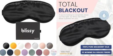 Blissy Silk Sleep Mask: 100% Mulberry Silk, Total Blackout
