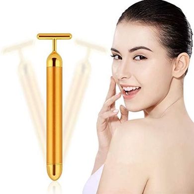 24K Gold Electric Face Massager: 3D Roller & Lifting Bar
