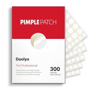 Hydrocolloid Acne Patches: 300 Count, 4 Sizes, with Salicylic Acid & Oils
