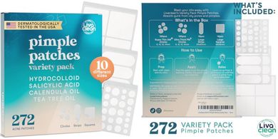 LivaClean Acne Patches: Large Hydrocolloid Patches with Tea Tree & Salicylic Acid
