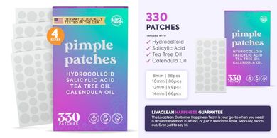 LivaClean Acne Patches: Hydrocolloid, Salicylic Acid, Tea Tree & Calendula
