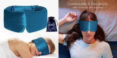 Cooling Silk Sleep Mask:  Large, Adjustable, 100% Natural
