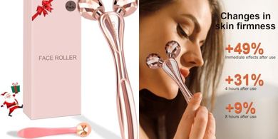 Rose Gold 3D Metal Face Roller & Gua Sha Set
