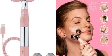 ISLA Ice & Heat Roller: Face, Neck, Décolletage; Rose Quartz Globes
